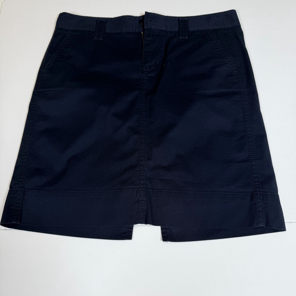 Gap Mini Skirt Womens 4 Blue Cotton Stretch‎ Back Slit Modern Minimalist Office